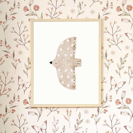 Cypress tree and white flowers kids room poster – premium high quality print by Ponponi