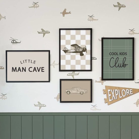 Little Man Cave boys room picture set – premium high quality prints by Ponponi