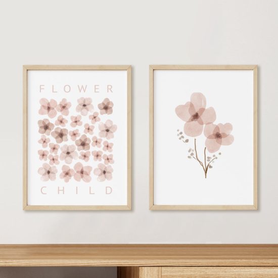 Set de fotos de flores bohemias – Pósters para habitaciones infantiles