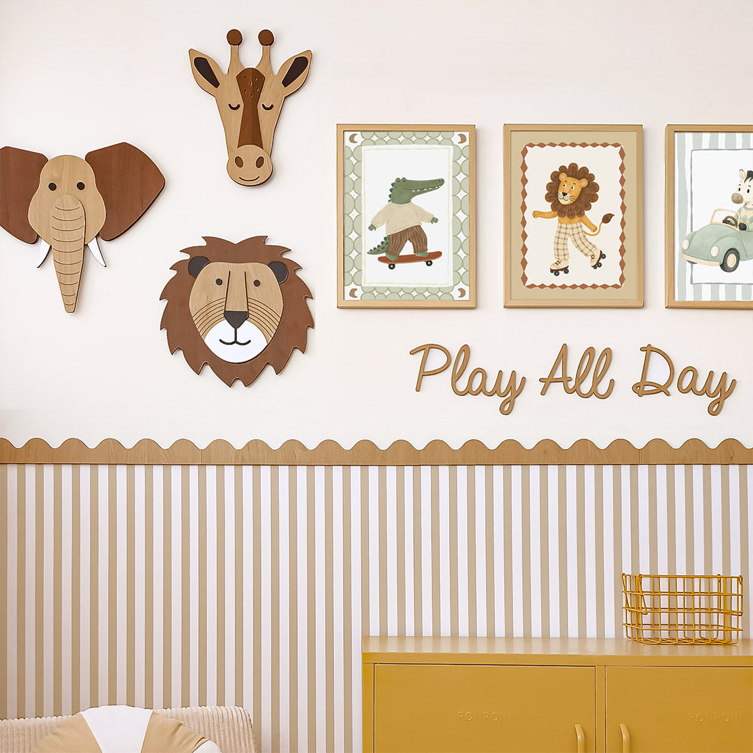 Safari Animals in Motion Posters Set for Kids' Room