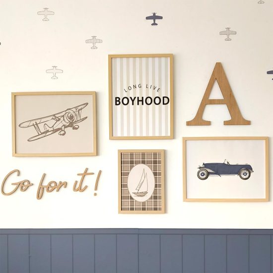 Kids photo collage bundle with initial letter and wooden sign – premium prints by Ponponi