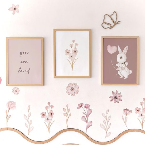 Sweet rabbit kids room picture set – premium high quality prints by Ponponi