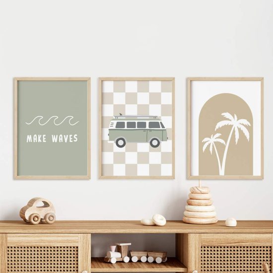 Surfing kids room picture set – premium high quality prints by Ponponi