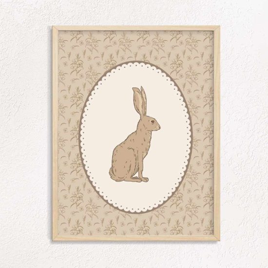 Vintage rabbit kids room poster – premium high quality print by Ponponi