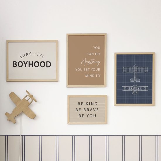 Airplane and inspirational quotes boys room poster set – premium prints by Ponponi
