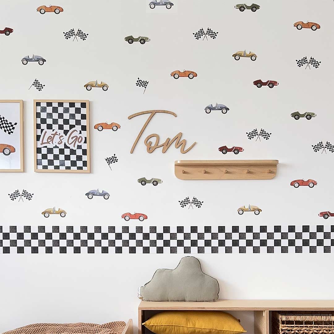 Vintage race car wall stickers