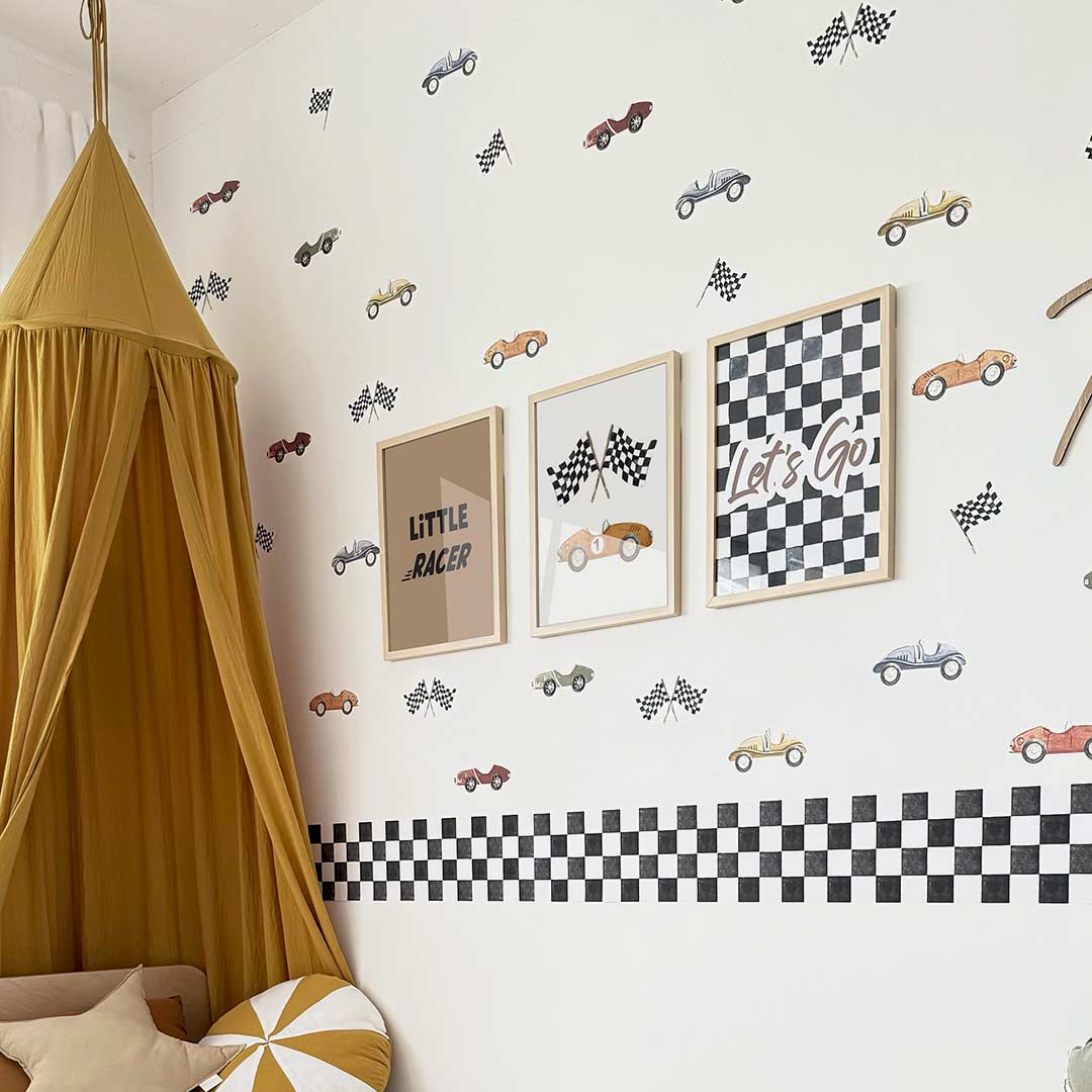 Vintage race car wall stickers