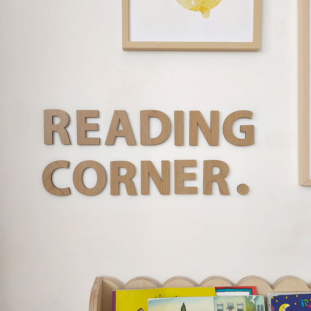 Wooden sign for children's room Wooden letters – READING CORNER