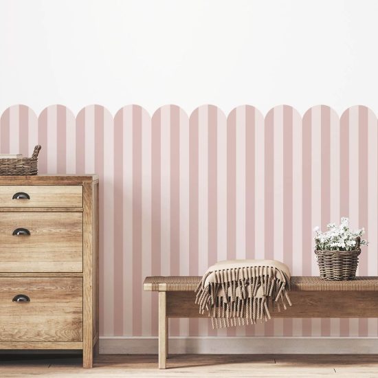 Pink Curly Stripe Wallpaper Sticker