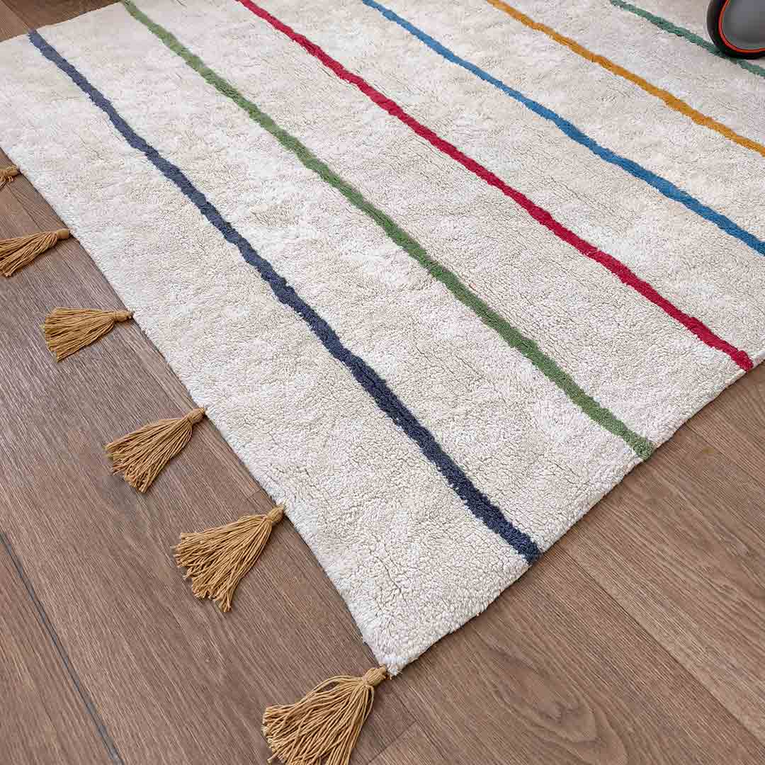 Rectangular colorful striped rug for children's room – MIKA