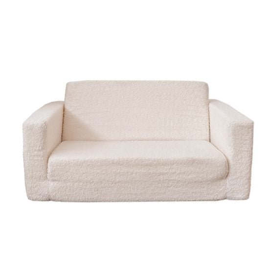 Soft teddy fold-out kids sofa with removable washable cover – Ponponi