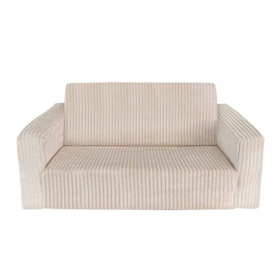 Cream corduroy fold-out kids sofa with removable washable cover – Ponponi