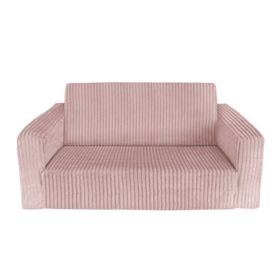 Pink corduroy fold-out kids sofa with removable washable cover – Ponponi