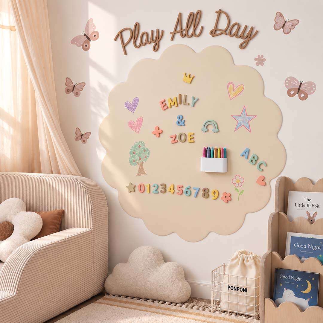 Curly Arch Magnetic Wall Sticker – Kids' Magnetic Board | Beige (95×95 cm)
