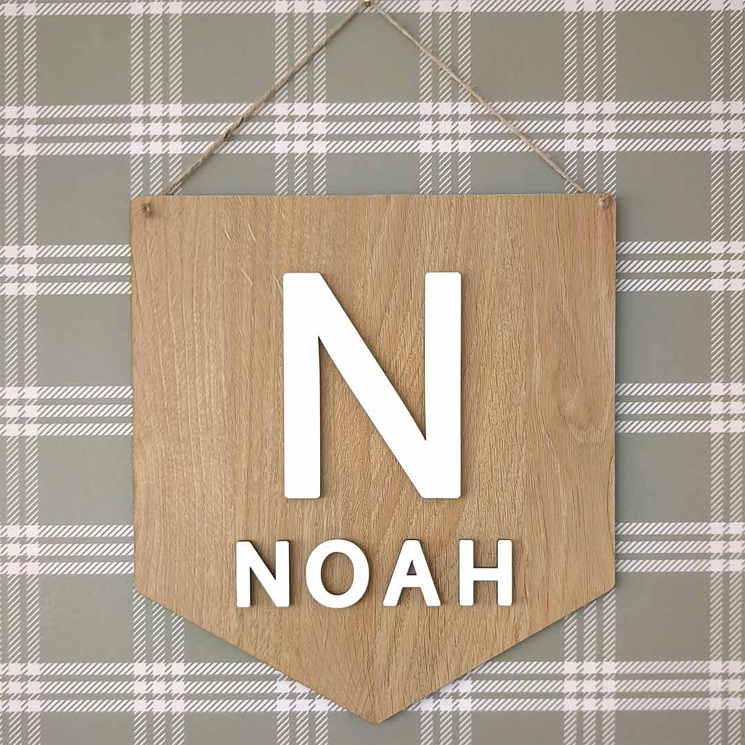 Wooden Name Sign – Triangular Corner Flag