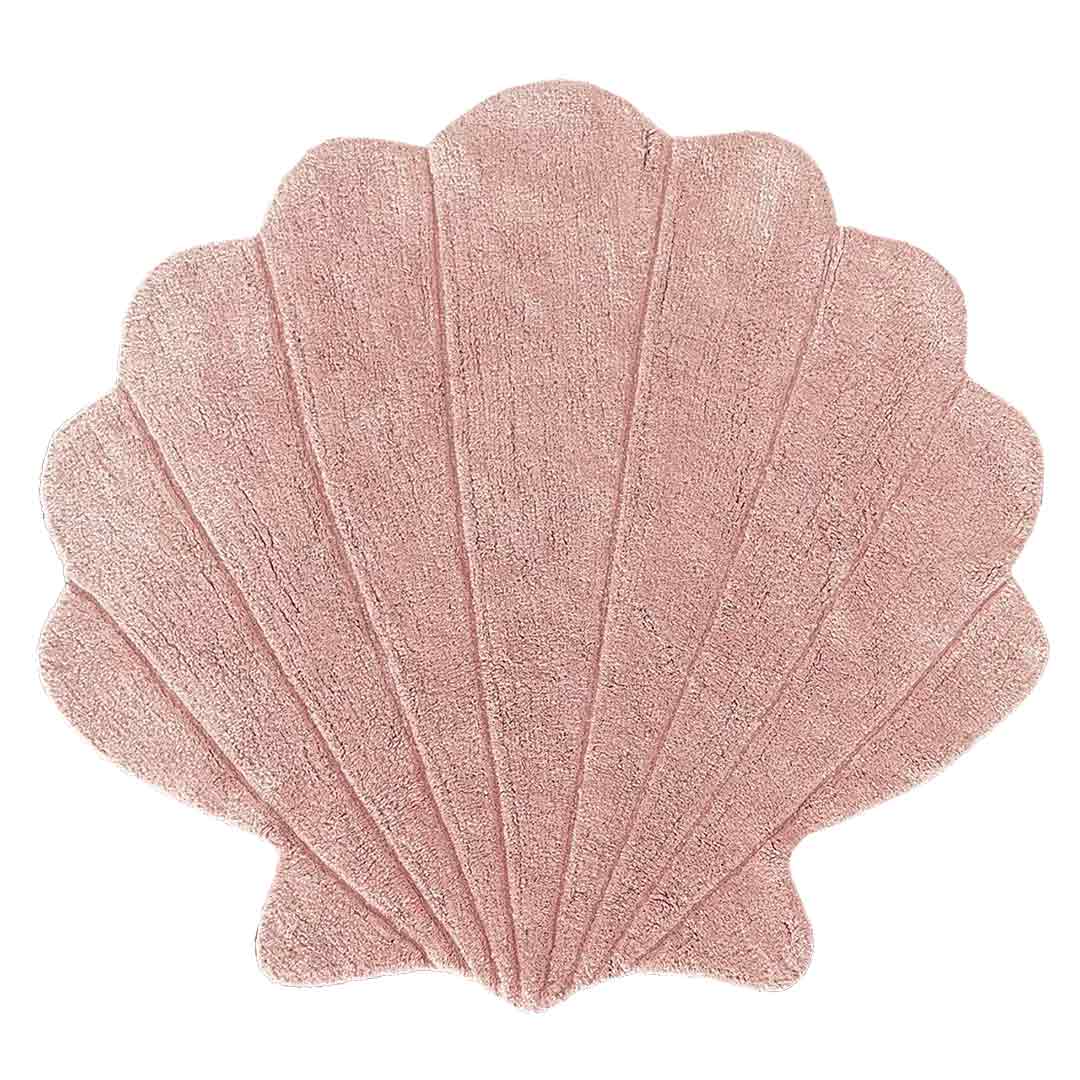 Pink seashell shaped kids room rug SHELL – 100% cotton machine washable by Ponponi