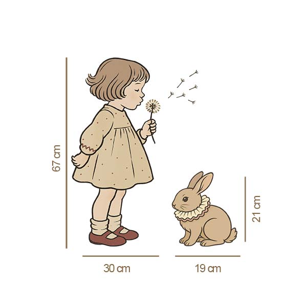 Vintage Girl & Bunny Wall Decals