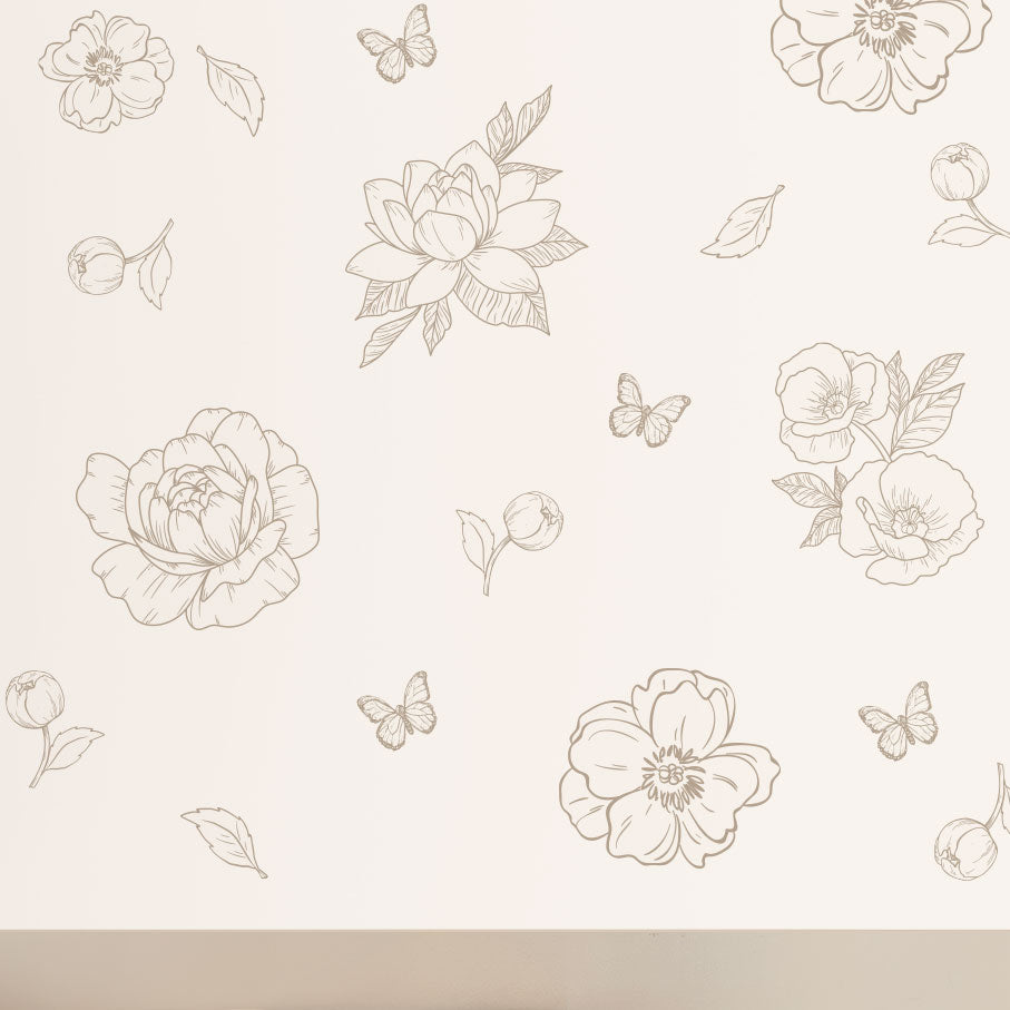Illustrated flower and butterfly stickers – wall stickers for children