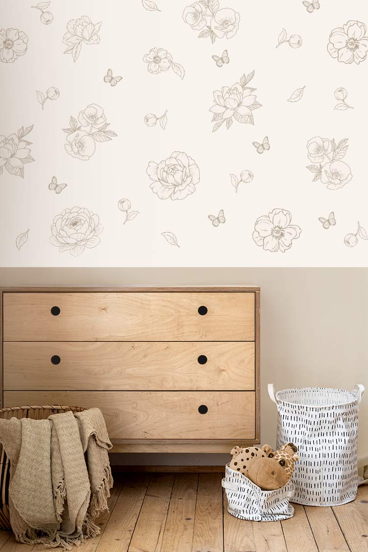 Illustrated flower and butterfly stickers – wall stickers for children