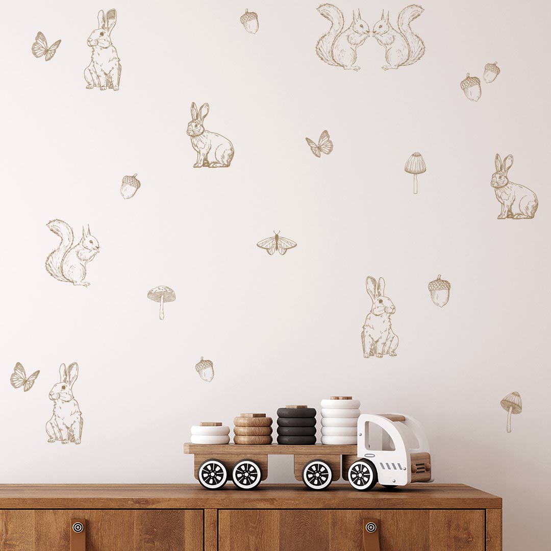Illustrated forest wall stickers – designer reusable kids room decals by Ponponi