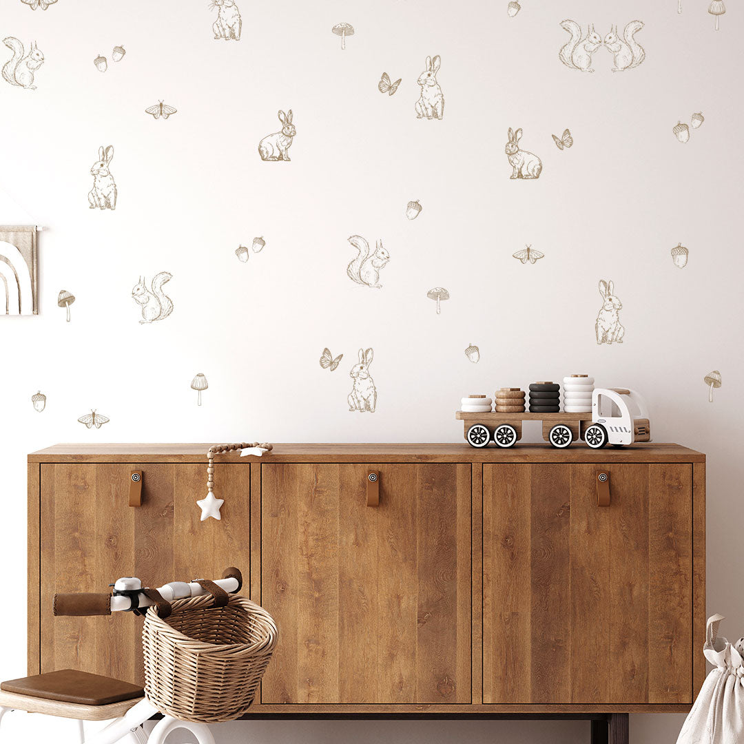 Illustrated forest wall stickers