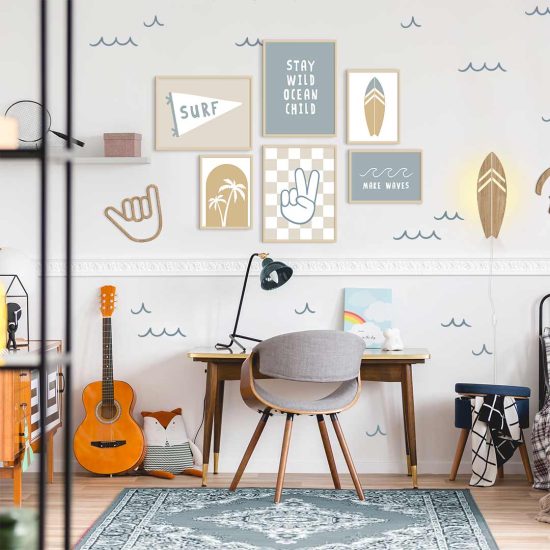Imágenes para una habitación de adolescente con temática de surf