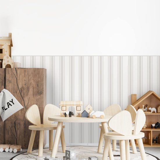 Elegant striped peel-and-stick wallpaper for a child's room