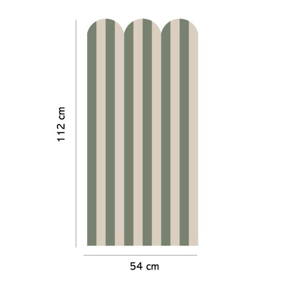 Green and beige curly stripe sticker wallpaper