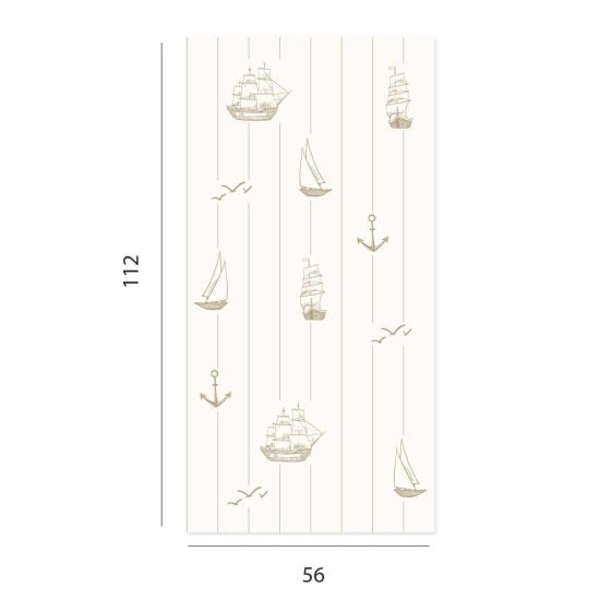 Half-wall wallpaper featuring sailboats