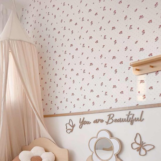 Vintage Floral Wall Mural for a Child's Room – Delicate Flowers - Wallpaper