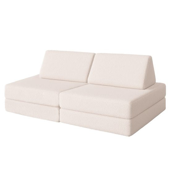Kids modular sofa GRANDE 160cm in teddy convertible with removable washable cover – Ponponi