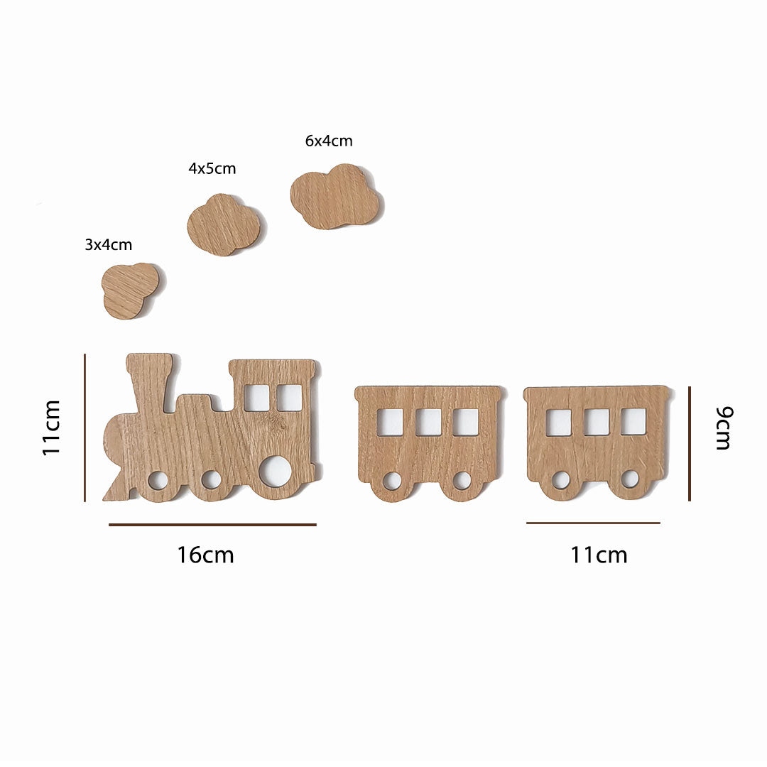 Wooden train wall decoration for children's room
