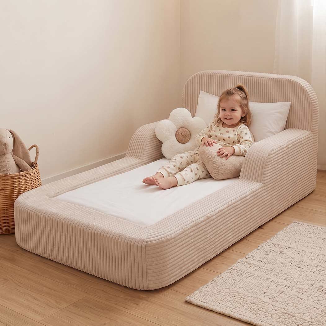 Montessori Toddler Floor Bed – Foam Transition Bed with Corduroy Cover | 70×130 cm
