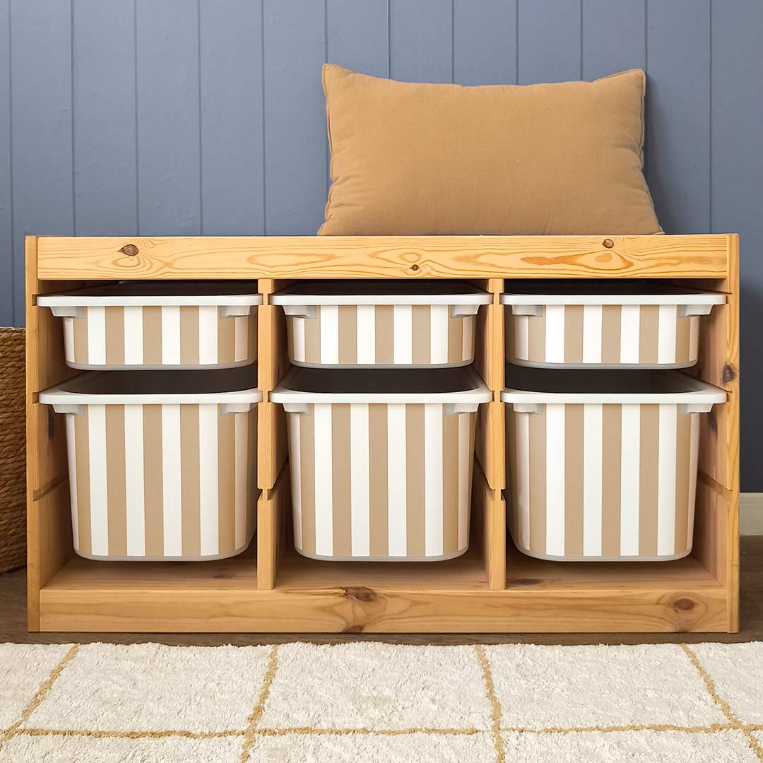 Trofast storage box stickers with stripes