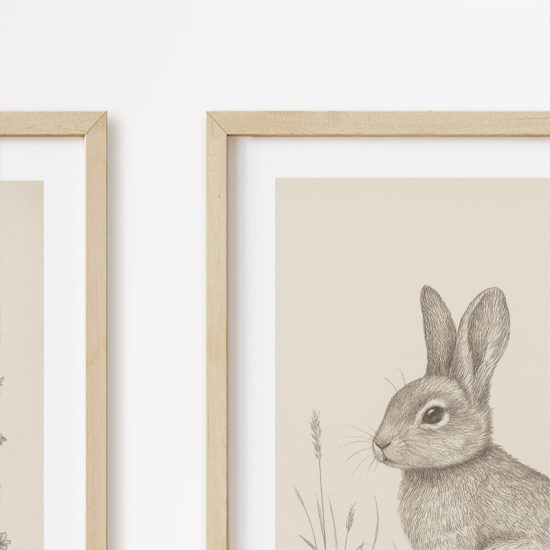 Affiches pour la chambre d'enfants – Cerf, Lapin et Fleurs Vintage
