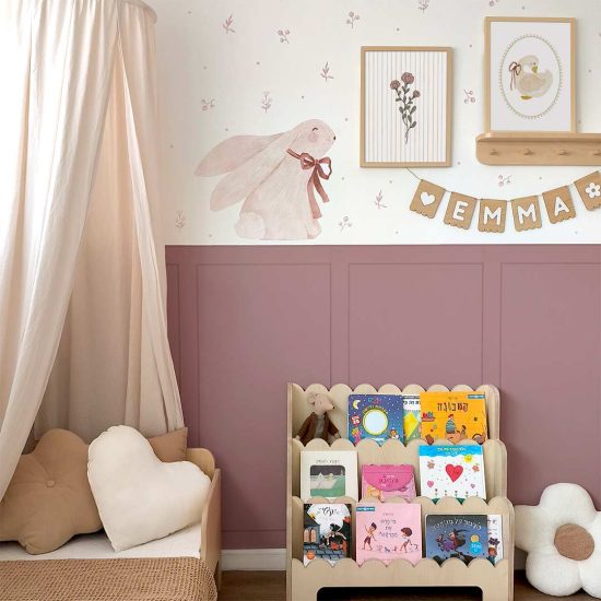Smoky Rose Half-Wall Panel-Style Adhesive Wallpaper
