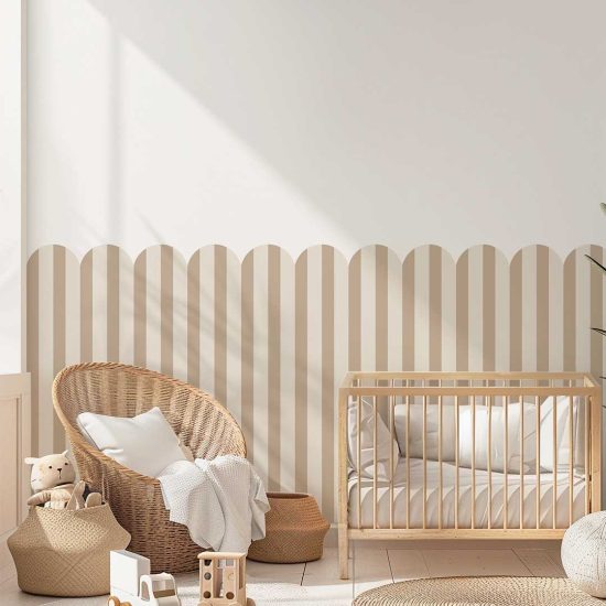 Curly-striped adhesive wallpaper