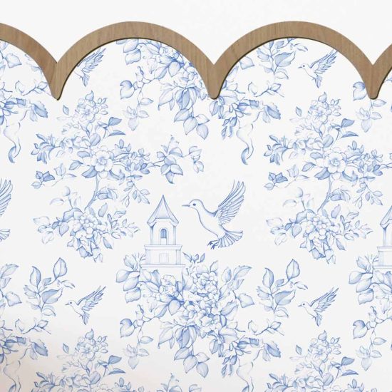 Children's Room Wallpaper Set: Waves with Wooden Molding