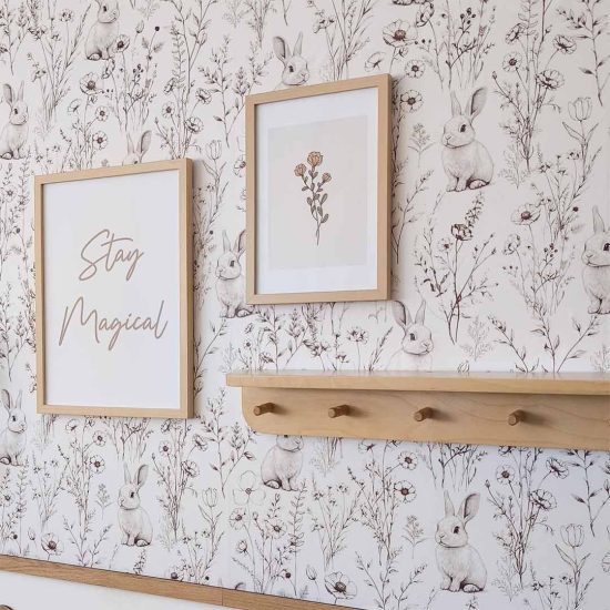 Vintage Rabbit Wall Decal – Bunny in the Woods - Wallpaper