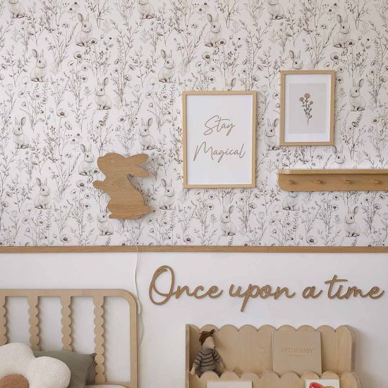 Vintage Rabbit Wall Decal – Bunny in the Woods - Wallpaper