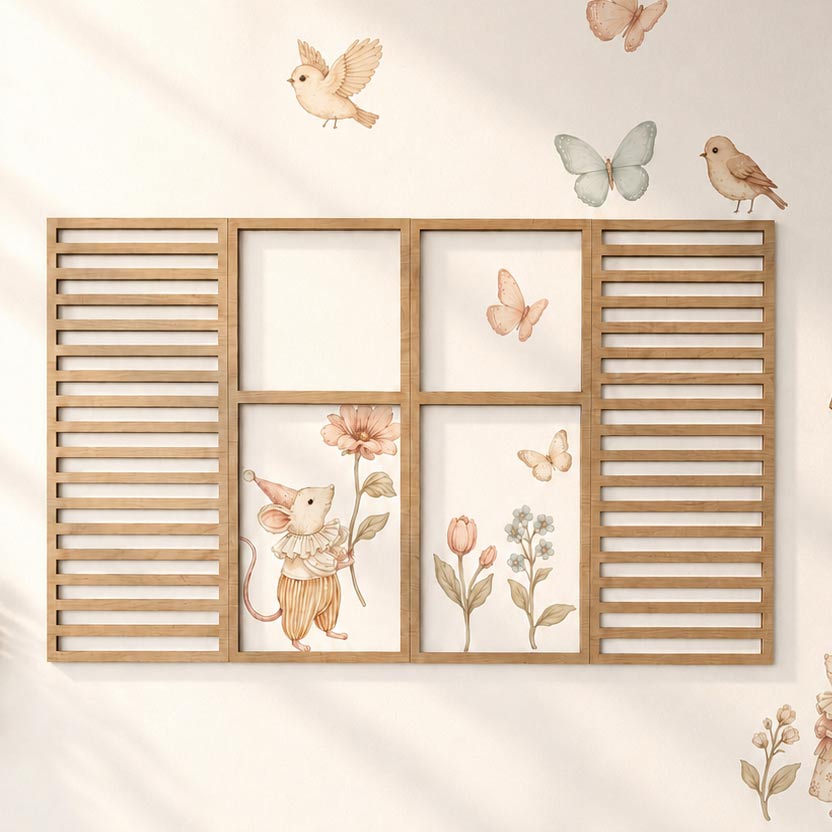 Decorative wooden window for children's room