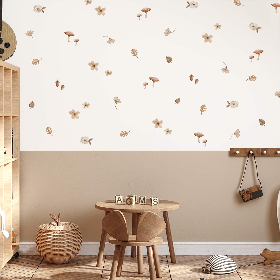 Autumn mushrooms and flowers wall sticker