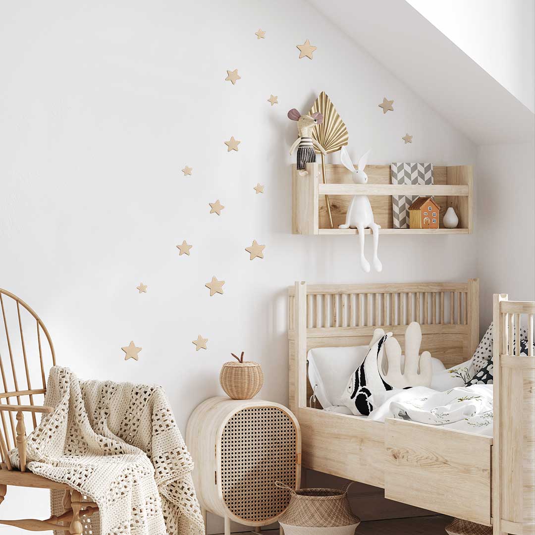 Wooden stars for children's rooms to stick on the wall