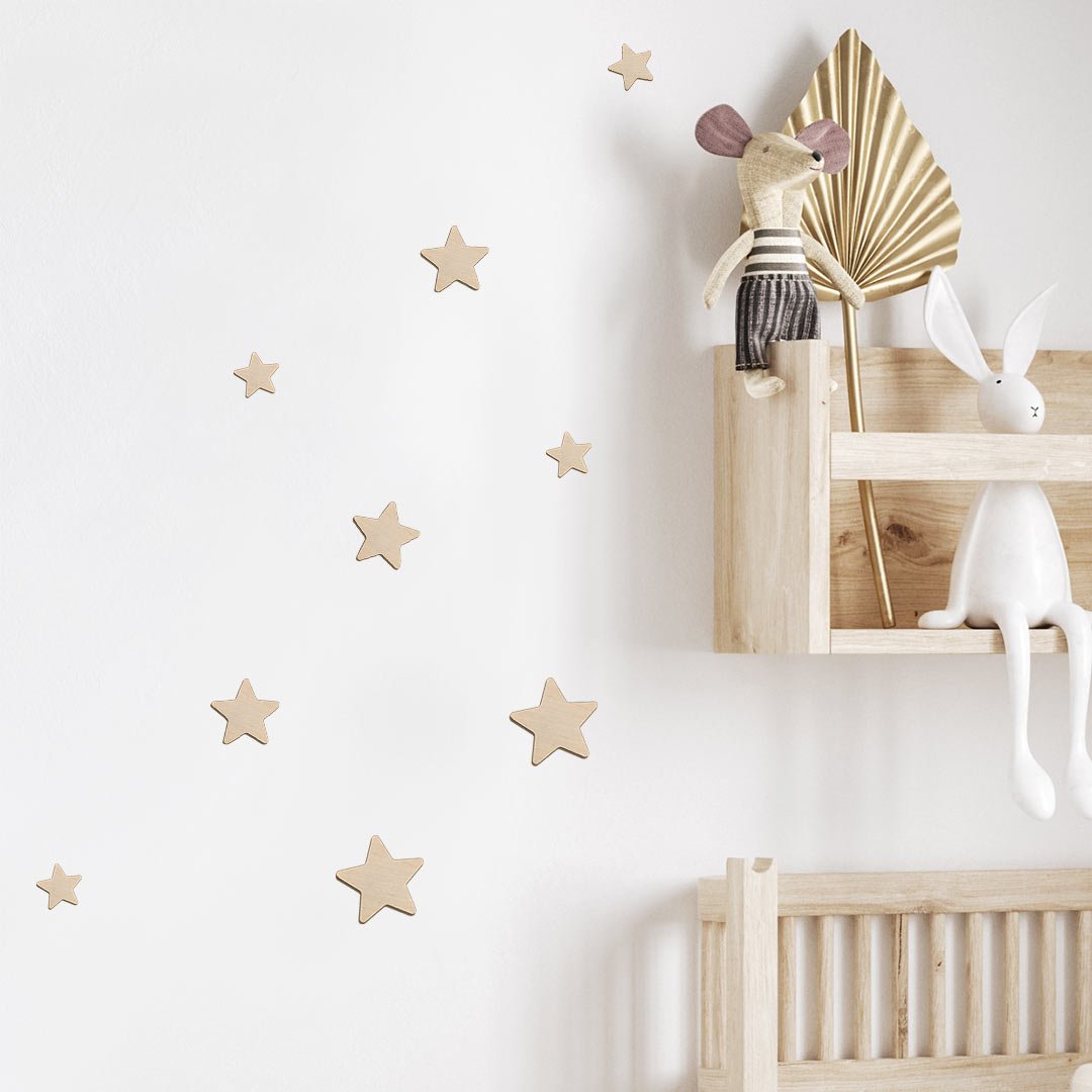 Wooden stars for children's rooms to stick on the wall
