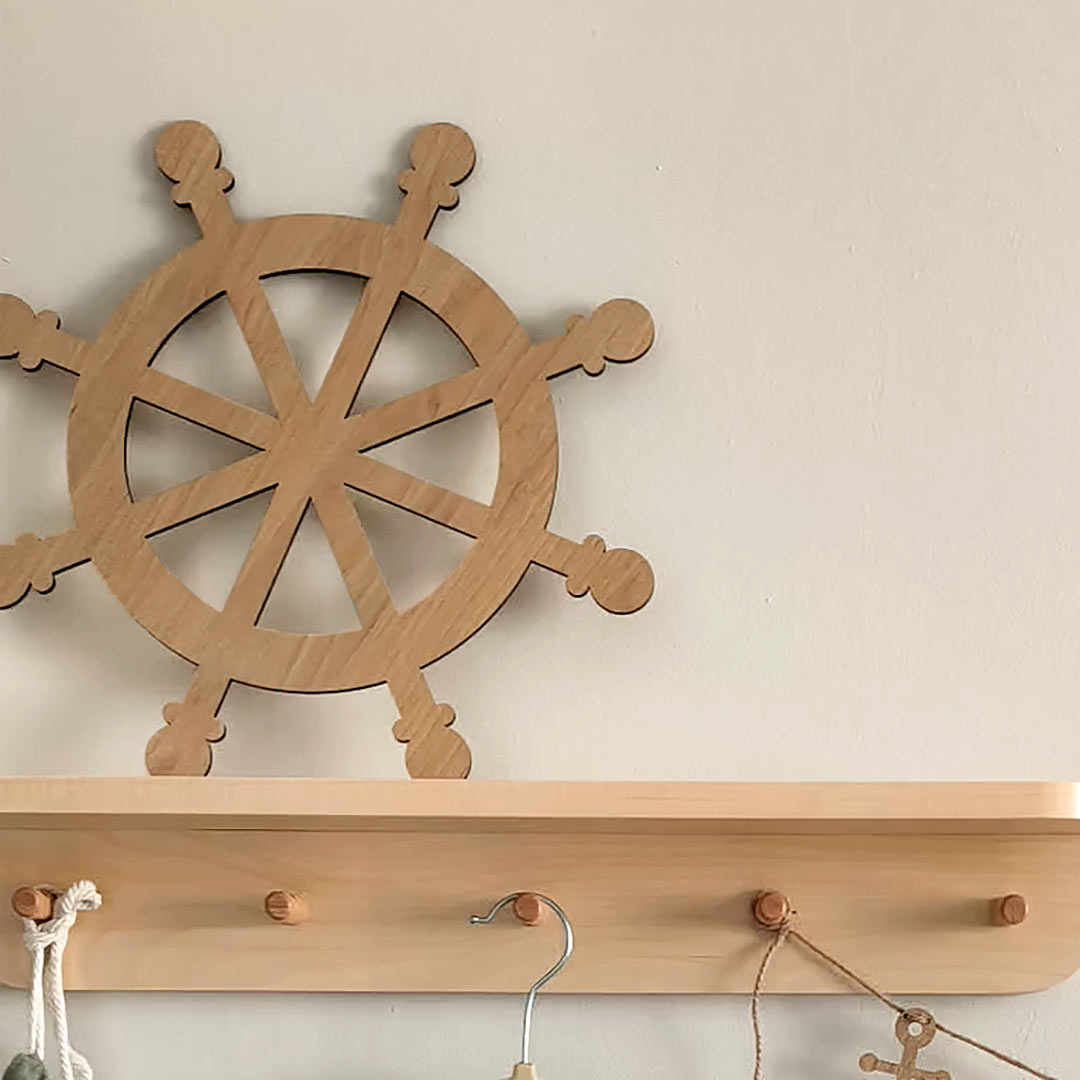 Wooden steering wheel for wall - boat steering wheel for children's room