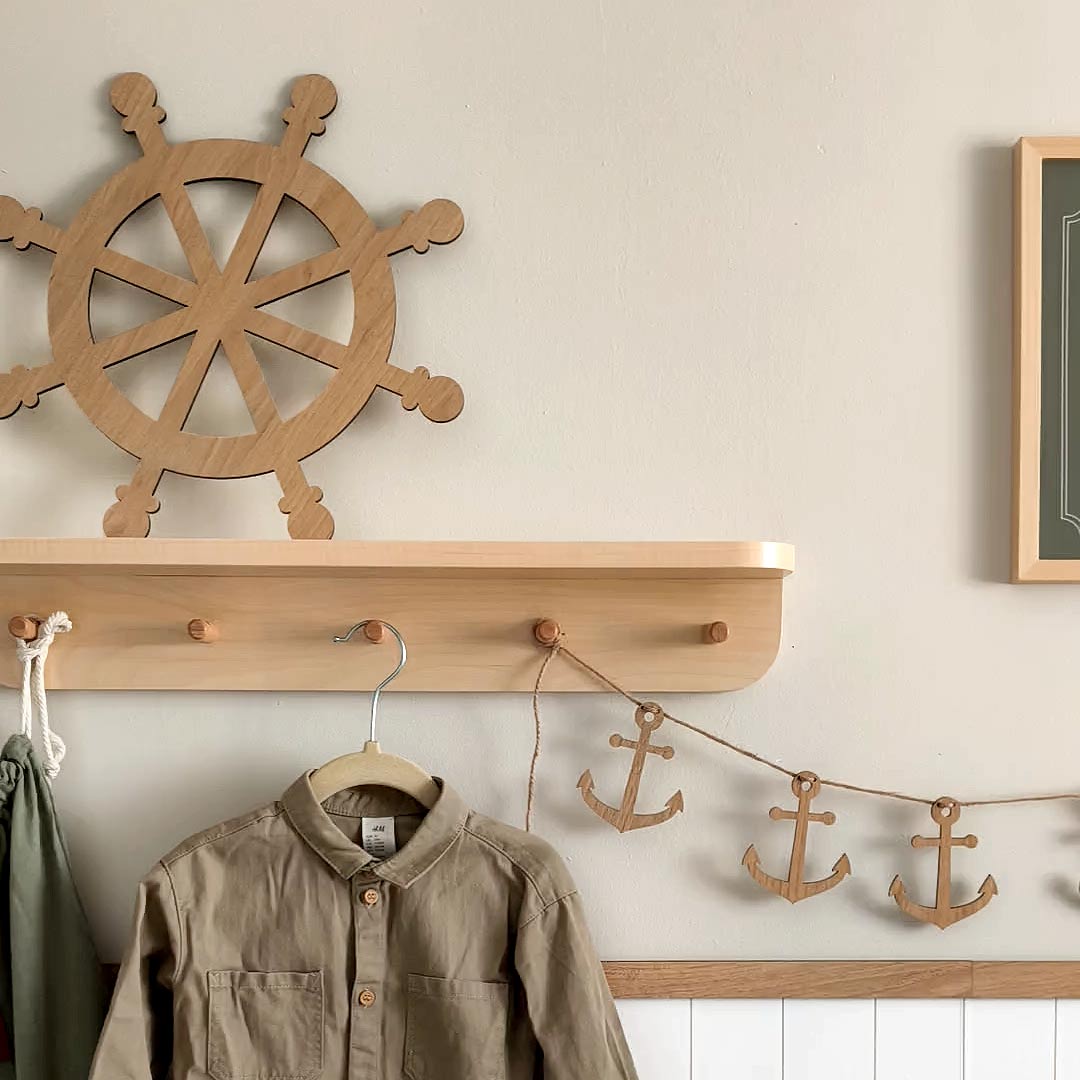 Wooden steering wheel for wall - boat steering wheel for children's room