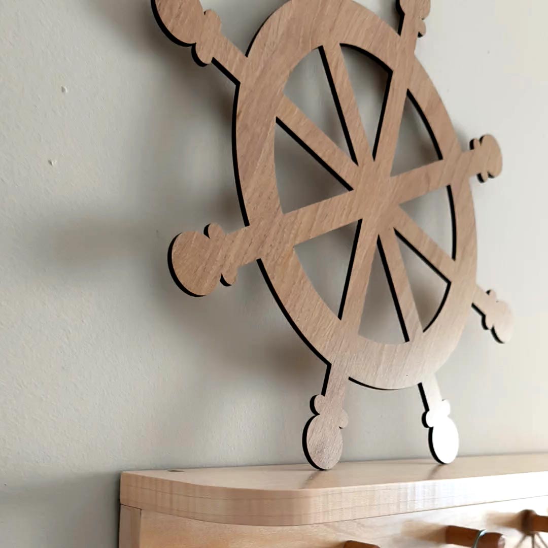 Wooden steering wheel for wall - boat steering wheel for children's room